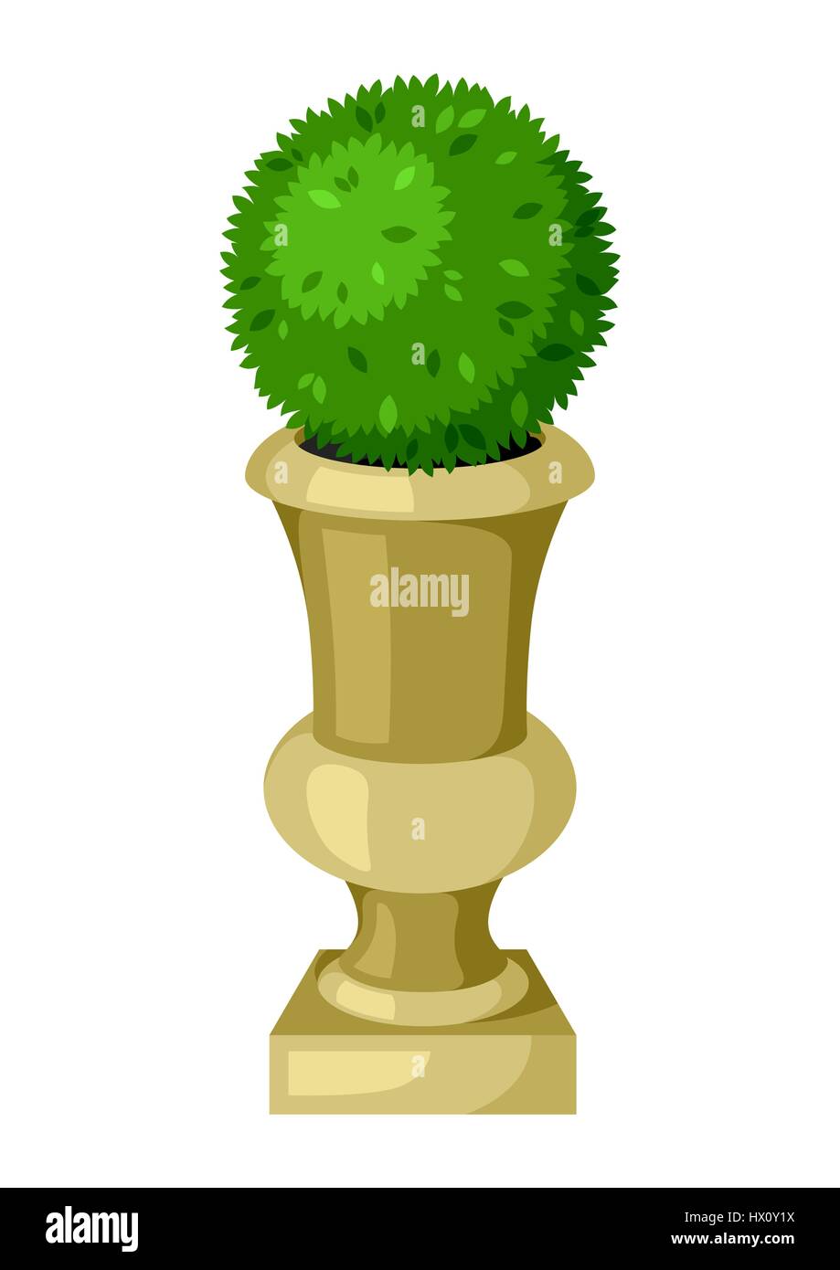 Topiaria da legno di bosso pianta di giardino. Struttura decorativa in vaso Illustrazione Vettoriale