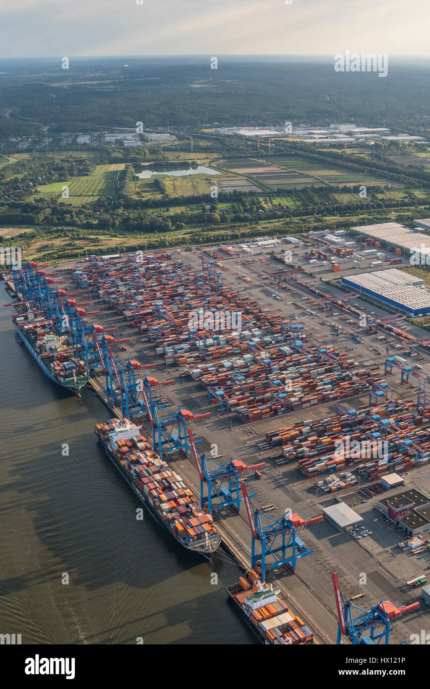 Germania, Amburgo, vista aerea del container terminal Altenwerder Foto Stock