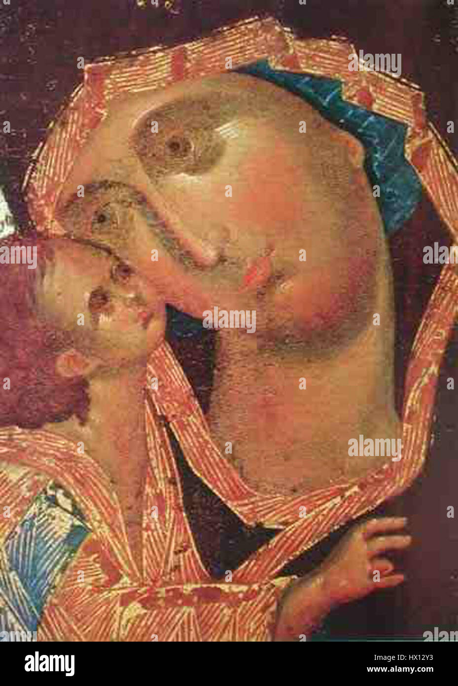 Donskaya Bogomater è un'icona venerata nella tradizione ortodossa russa, raffigurante la Vergine Maria. L'icona è nota per la sua rappresentazione dettagliata e spirituale della Madonna, un simbolo significativo nell'arte religiosa russa. Foto Stock