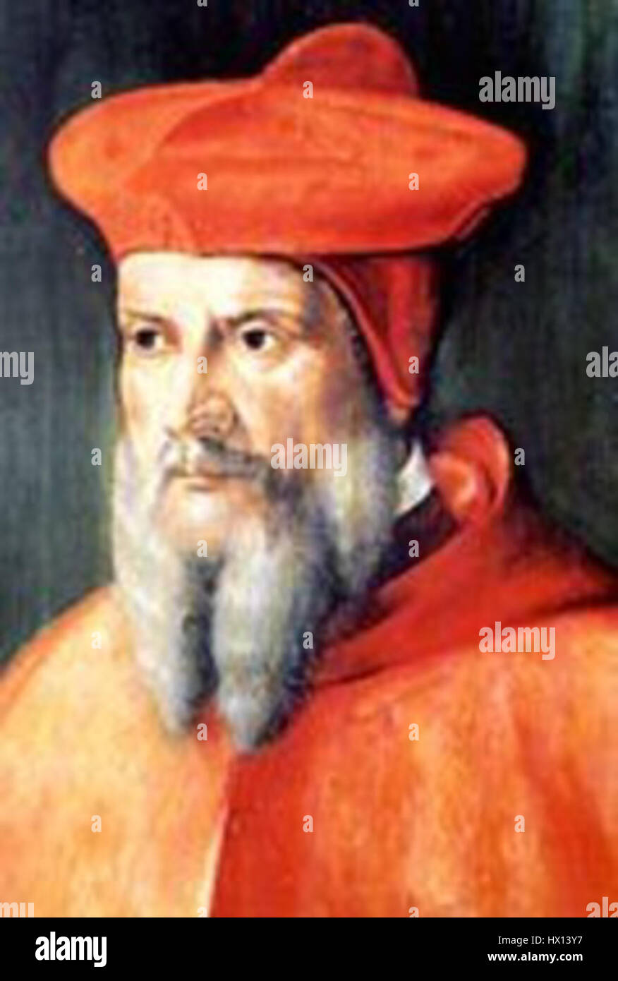 Francesco di Tournon fu un cardinale e diplomatico francese nel XVI secolo, noto per il suo ruolo nella Chiesa cattolica e per le sue missioni diplomatiche. Il suo ritratto spesso riflette il suo status all'interno della chiesa e dei circoli politici. Foto Stock