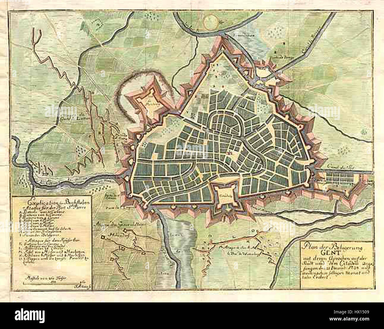 Il Theatrum Europaeum, pubblicato nel 1720 a Gand, è un'opera completa che documenta gli eventi politici, storici e culturali dell'Europa nel XVII e XVIII secolo. Questo volume è significativo per comprendere la storia europea durante questo periodo. Foto Stock