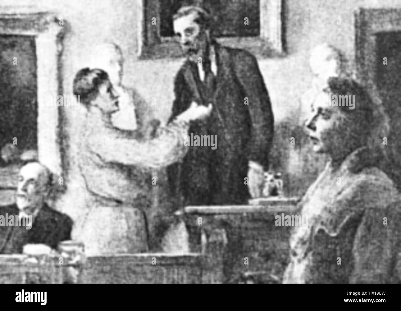 Questa immagine storica segna la prima ammissione di borsisti femminili alla Linnean Society di Londra, un momento significativo nella storia della scienza, evidenziando il ruolo crescente delle donne nelle comunità scientifiche. Foto Stock