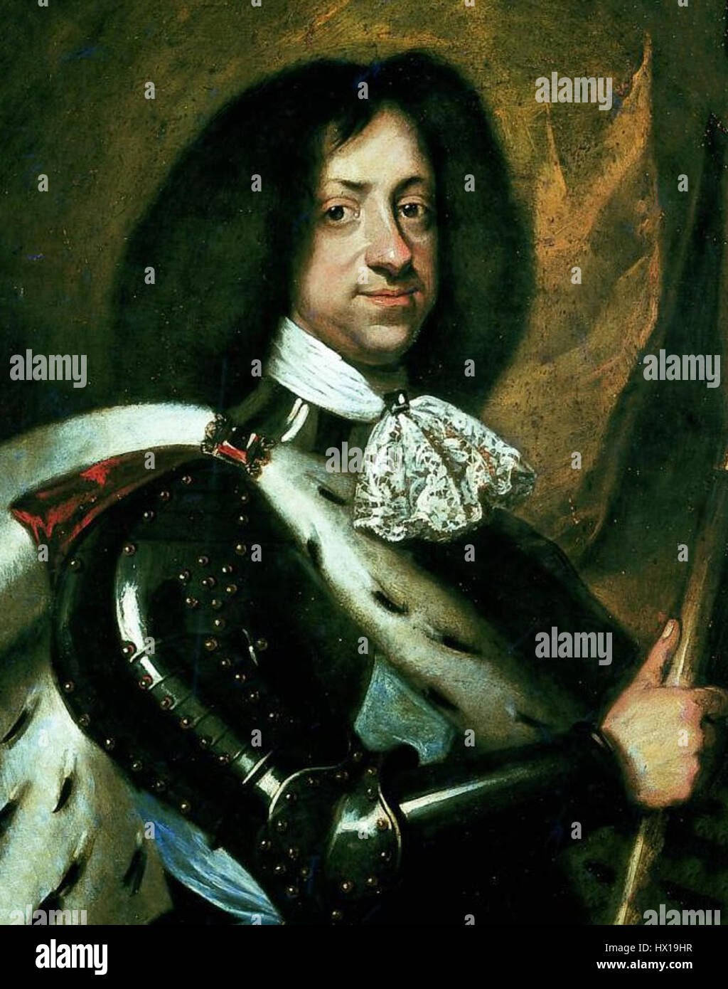 Cristiano V di Danimarca, in un ritratto di Karel van Mander III, un pittore olandese. Foto Stock