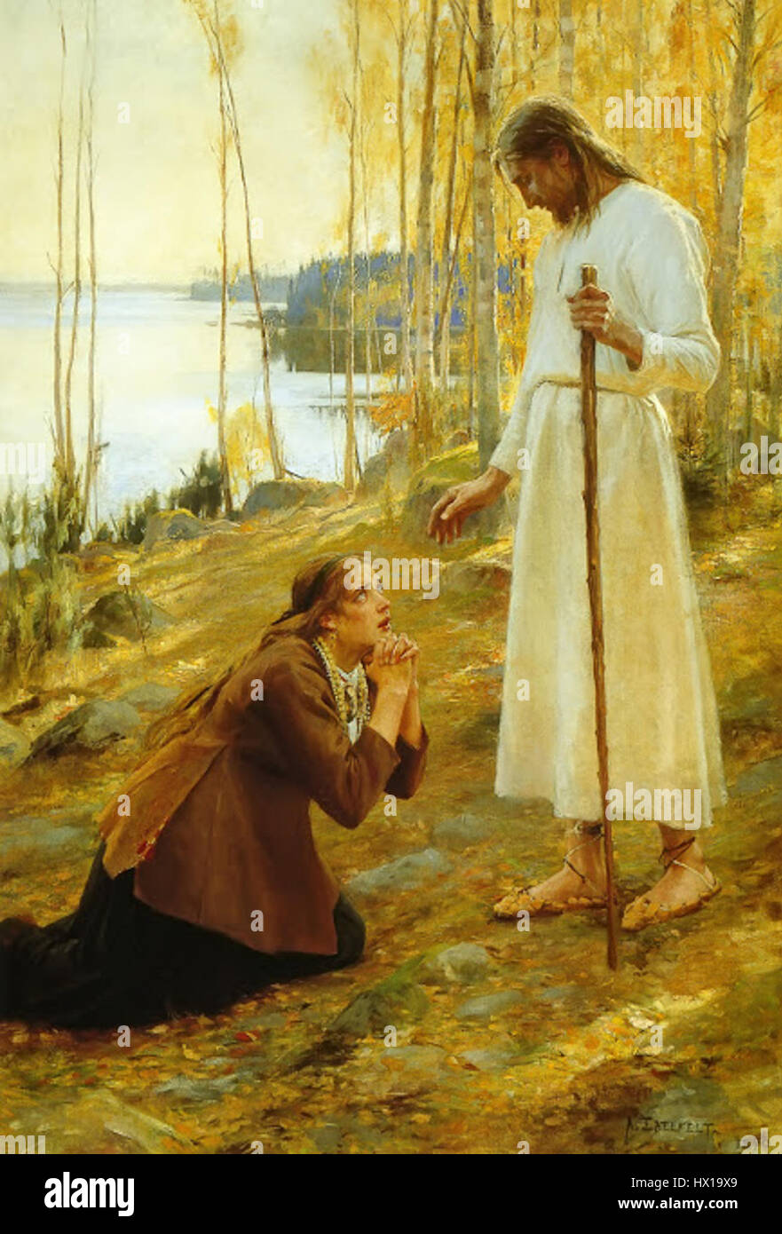 Cristo e Maria Maddalena. Albert Edelfelt. 1890 Foto Stock