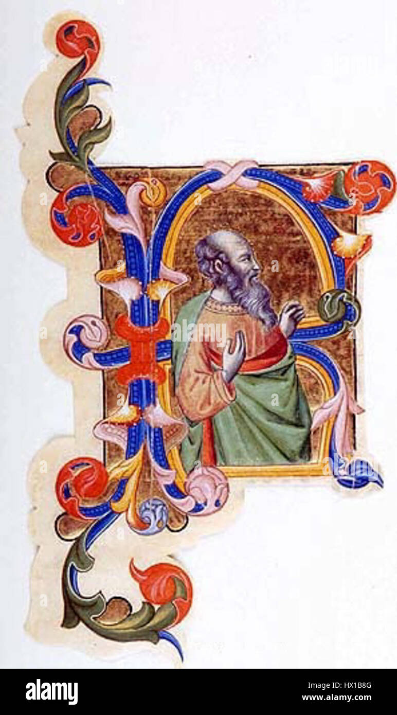 Don Silvestro dei Gherarducci graduale 2 per San Michele a Murano un profeta in un iniziale R (Morgan Library & Museum, la sig.ra M.478, n. 14 (II.26)) Foto Stock