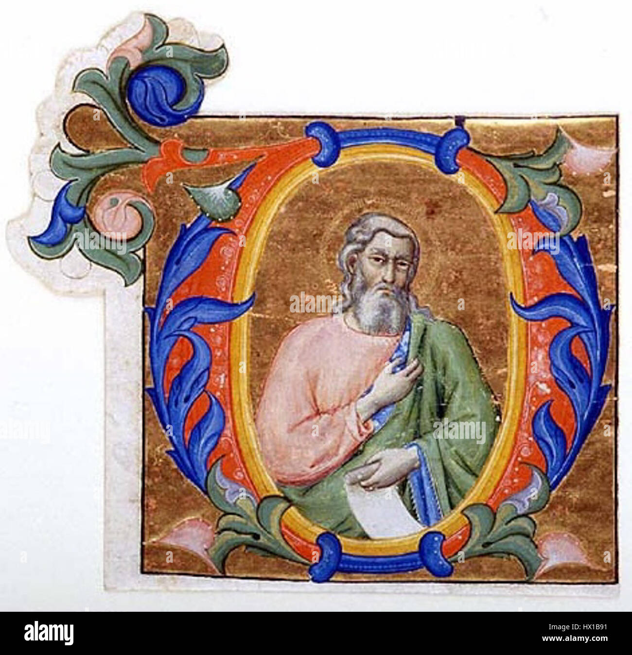 Don Silvestro dei Gherarducci graduale 2 per San Michele a Murano un profeta in un iniziale d (Morgan Library & Museum, la sig.ra M.718, n. 18 (II.47)) Foto Stock