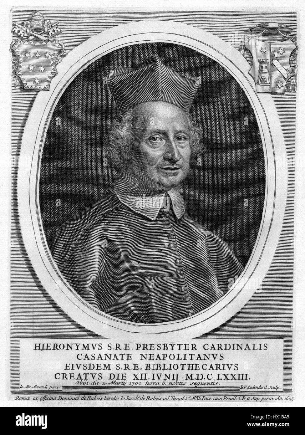 *Girolamo Casanate* è stato uno studioso, storico e teologo italiano del XVII secolo. È noto soprattutto per il suo lavoro sulla storia della Chiesa e per i suoi contributi agli studi teologici. Foto Stock