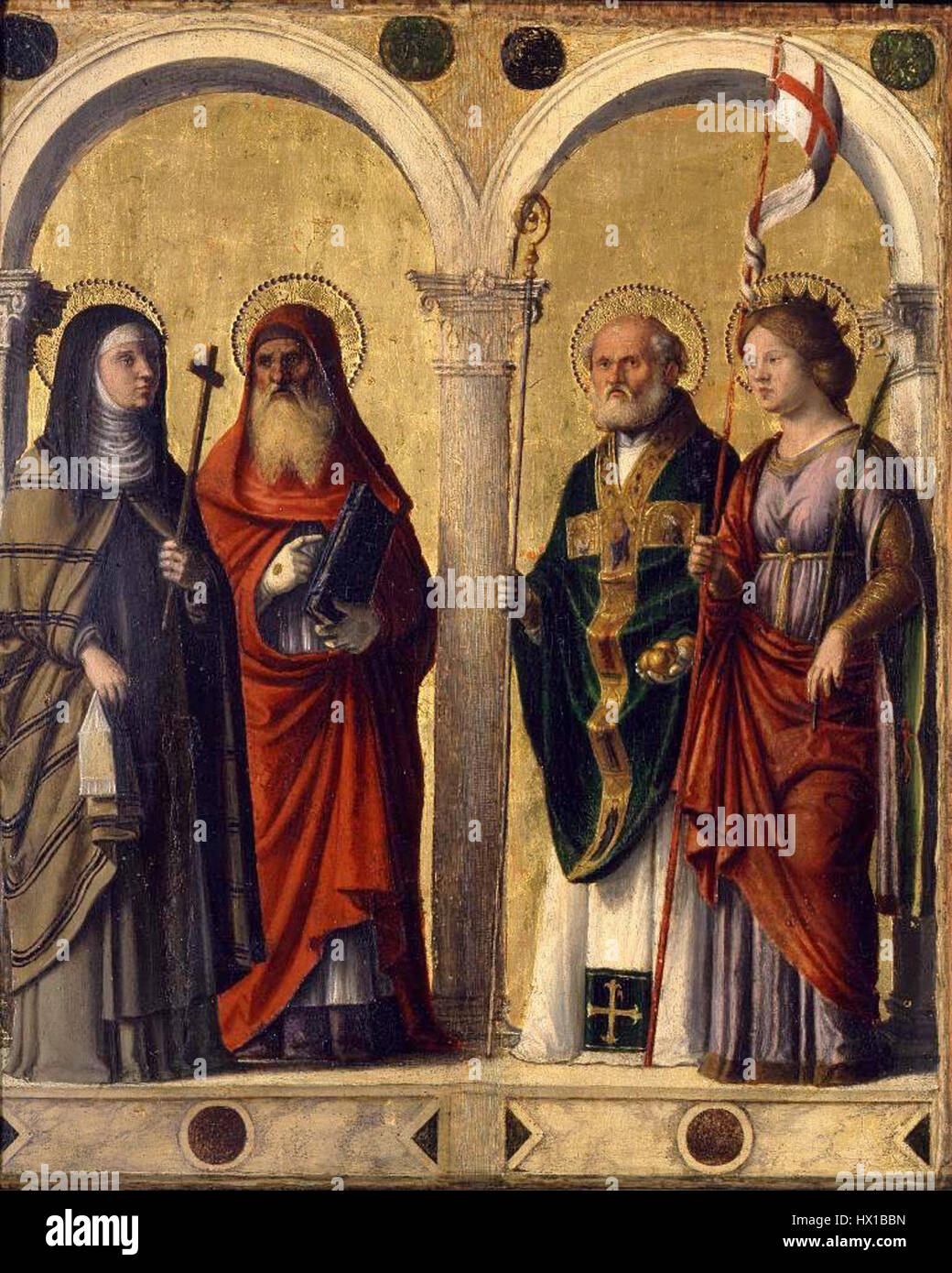 Cima da Conegliano. Santa Clara, Gerolamo, Nicola e Orsola. 1500 1510, la Pinacoteca di Brera a Milano Foto Stock