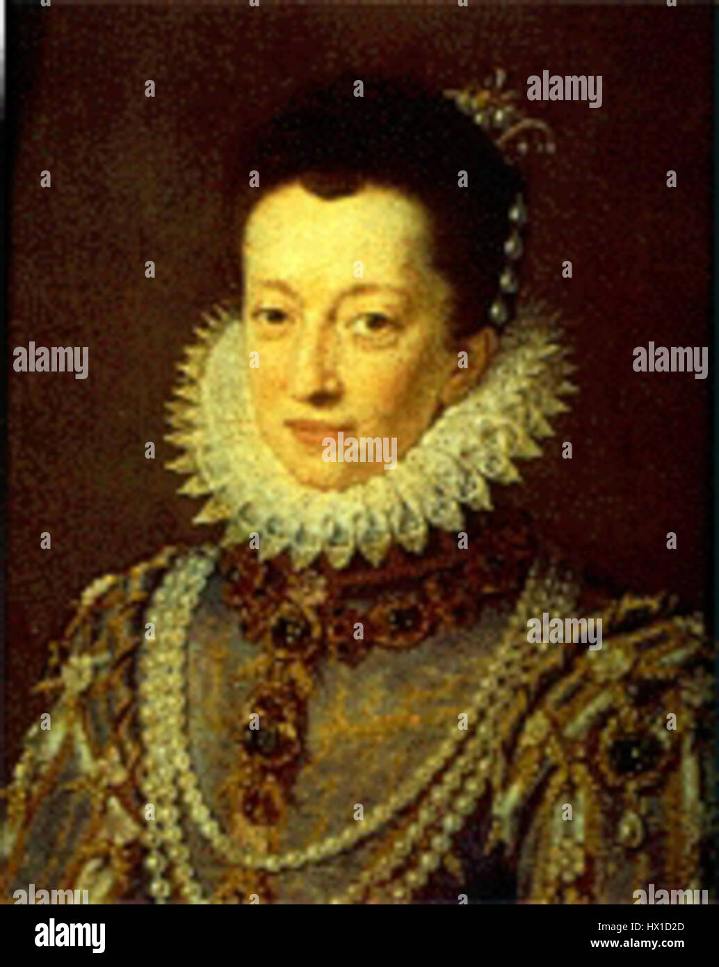 Cristina di Lorena era una nobildonna italiana del XVI secolo, nota per il suo ruolo nella politica europea e per il suo legame con la famiglia Lorena, che deteneva un significativo potere in Francia e in Italia. Foto Stock