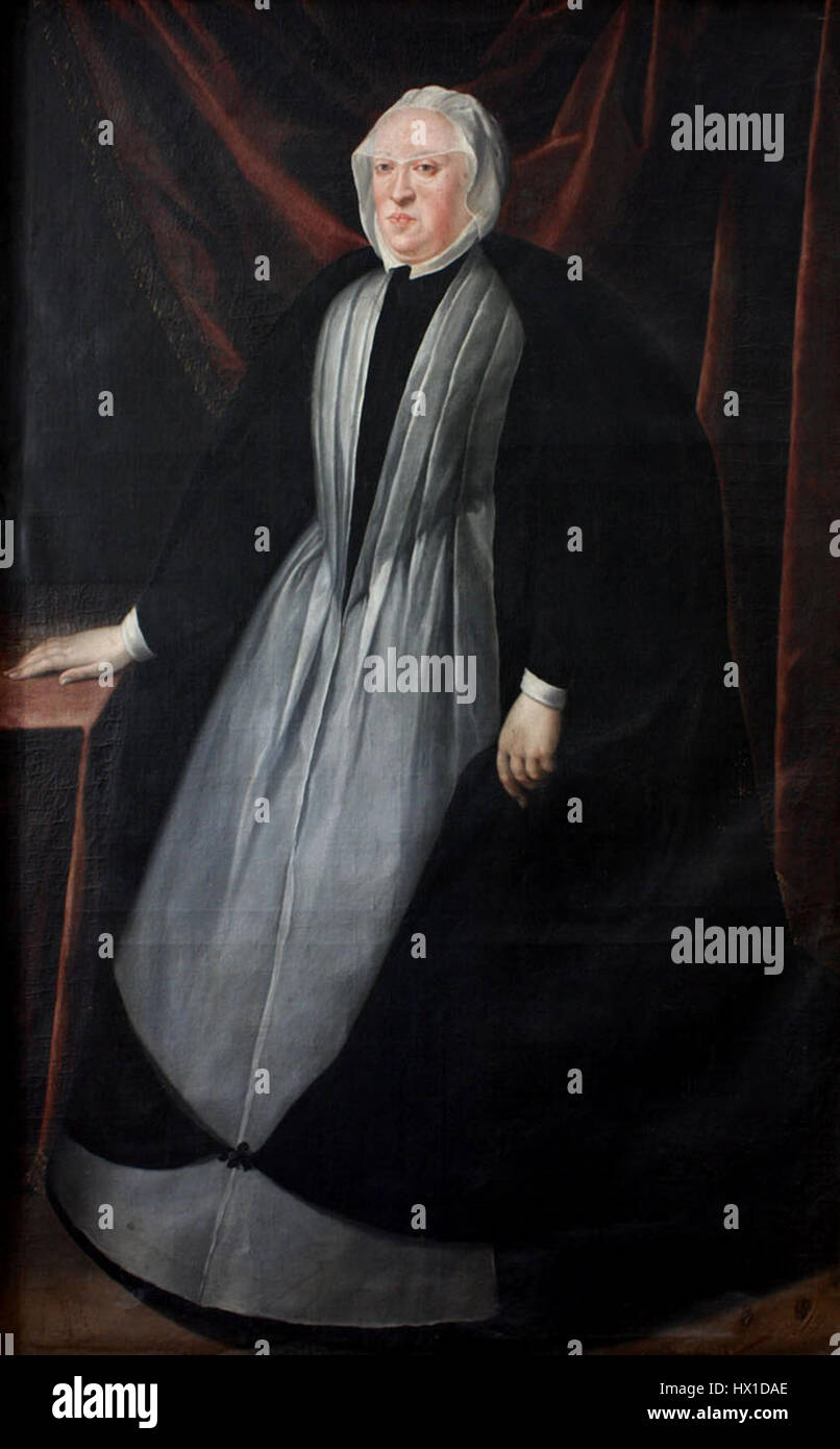 Eleonora Gonzaga, raffigurata come vedova, fu una figura storica che ebbe un ruolo importante nella politica e nella cultura italiana durante il Rinascimento. La sua rappresentazione riflette probabilmente il suo status e la sua influenza durante la vedovanza. Foto Stock