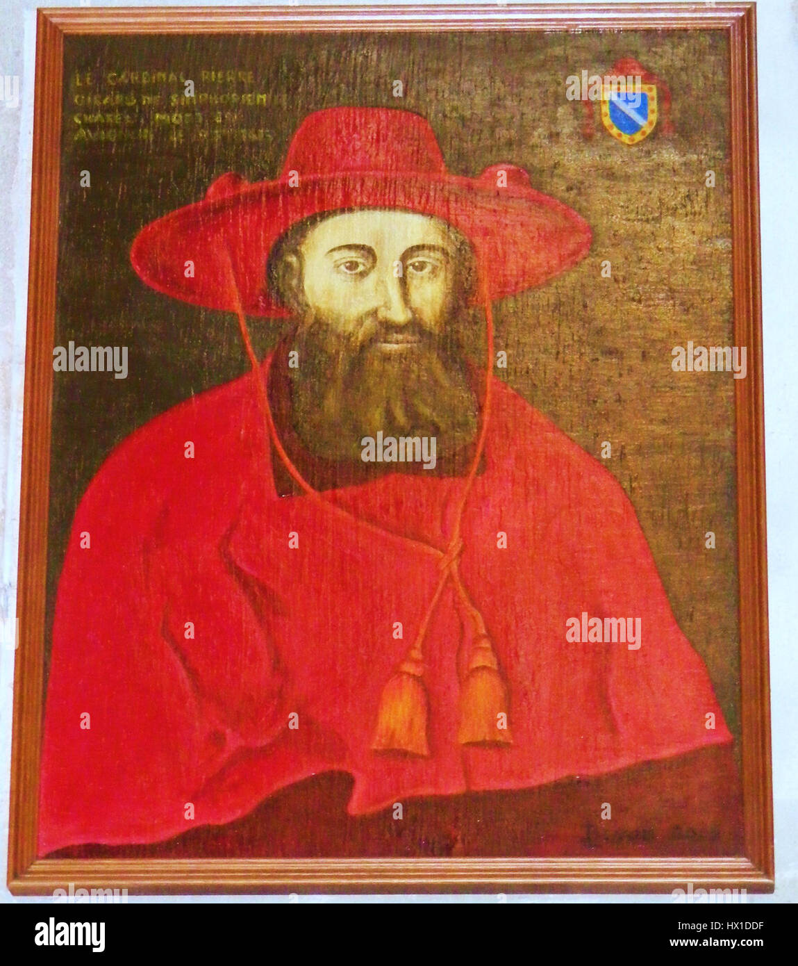 La *Eglise Saint Symphorien sur Coise* è una chiesa situata in Francia, dedicata a Saint Symphorien. L'opera del cardinale Girard ritrae probabilmente una scena religiosa o cerimoniale della storia della chiesa, catturando la solennità e il significato spirituale del sito. Questo pezzo riflette il patrimonio religioso e la bellezza architettonica della chiesa. Foto Stock