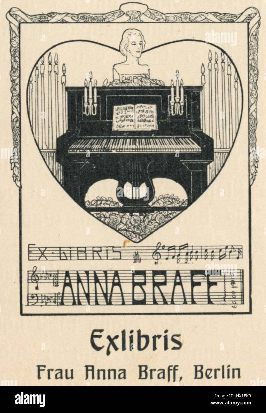 Ex Libris Frau Anna Braff Foto Stock