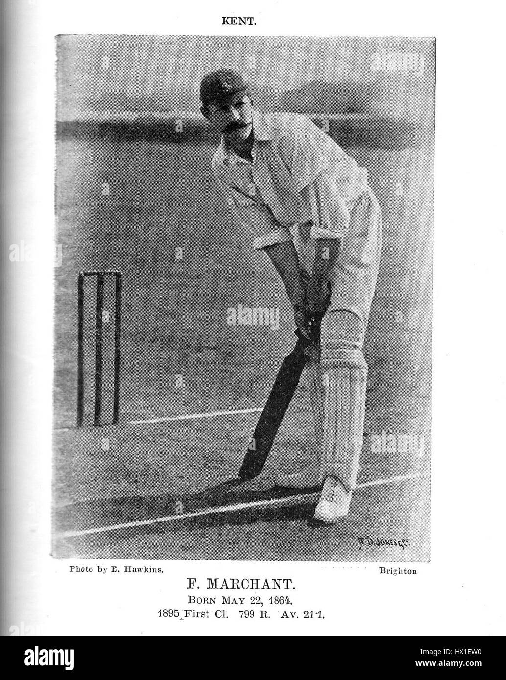 Frank Marchant era un importante giocatore di cricket noto per le sue abilità nello sport. Ha giocato per vari club e ha avuto una notevole carriera nel cricket inglese tra la fine del XIX e l'inizio del XX secolo. Foto Stock