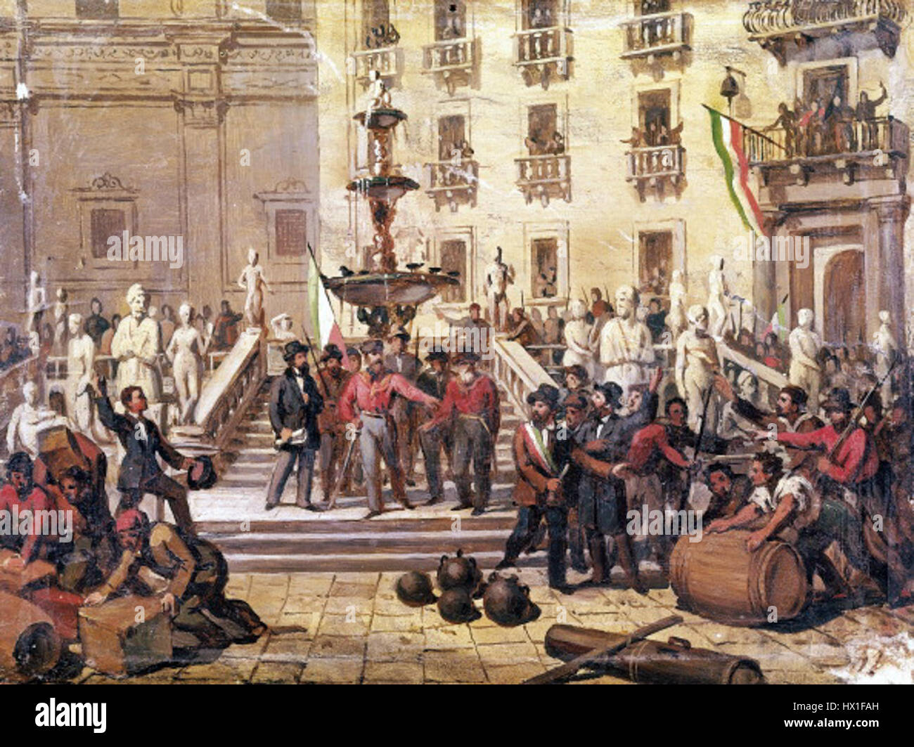 Spedizione dei Mille, Giuseppe Garibaldi in piazza Pretoria a Palermo