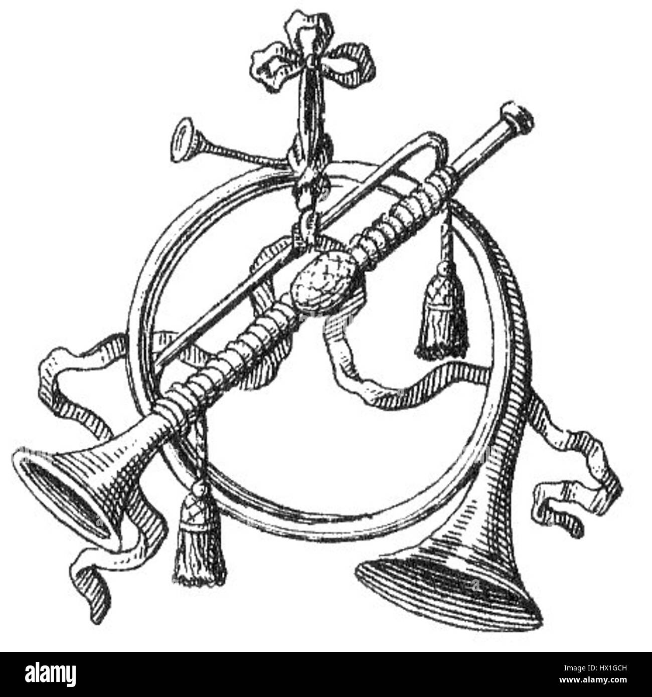 "Cor&trompette" si riferisce a un termine francese che probabilmente rappresenta un tema musicale o storico, possibilmente un riferimento alla cornetta (uno strumento di ottoni) e alla tromba. Potrebbe simboleggiare la cultura musicale o il ruolo degli ottoni negli eventi storici. Foto Stock