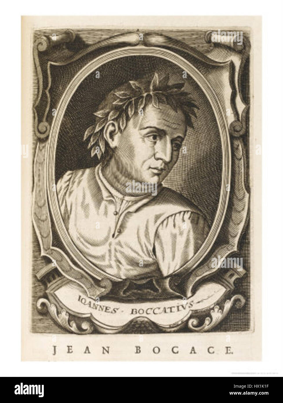 Giovanni Boccaccio, un importante scrittore italiano del XIV secolo, è meglio conosciuto per le sue opere letterarie, in particolare "il Decameron", che mostrano la cultura medievale italiana e temi umanistici. Foto Stock