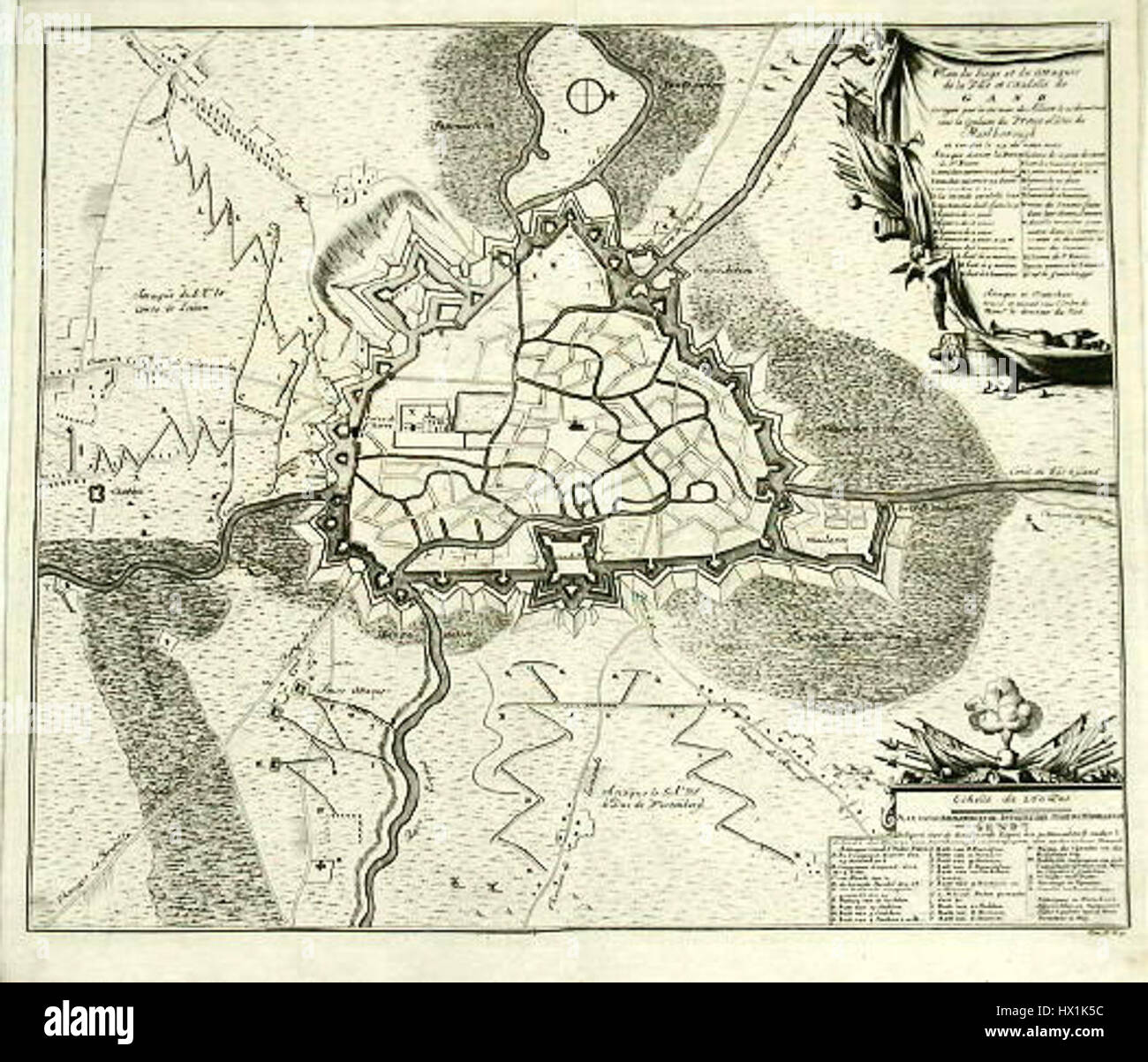 Gand, mappa 1729 Foto Stock