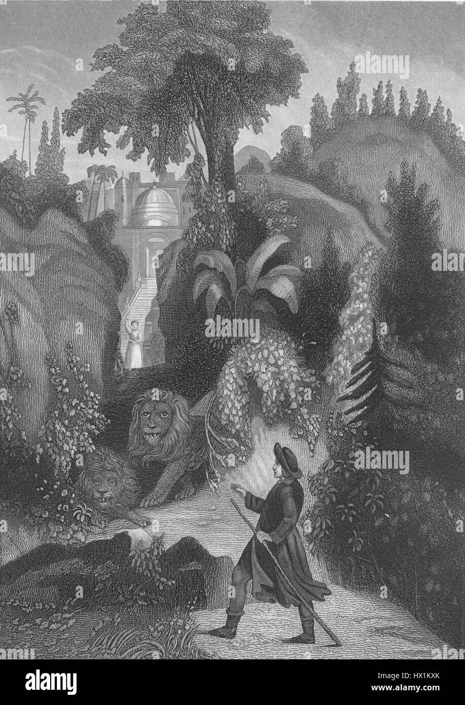 "Christian Passing the Lions" di A.B. Walter raffigura una prima figura cristiana che passa davanti a un gruppo di leoni, simboleggiando il coraggio e la fede. L'opera mette in evidenza la tensione tra la vita e la morte, facendo riferimento ai temi del martirio cristiano. Foto Stock "Christian Passing the Lions" di A.B. Walter raffigura una prima figura cristiana che passa davanti a un gruppo di leoni, simboleggiando il coraggio e la fede. L'opera mette in evidenza la tensione tra la vita e la morte, facendo riferimento ai temi del martirio cristiano. Foto Stock