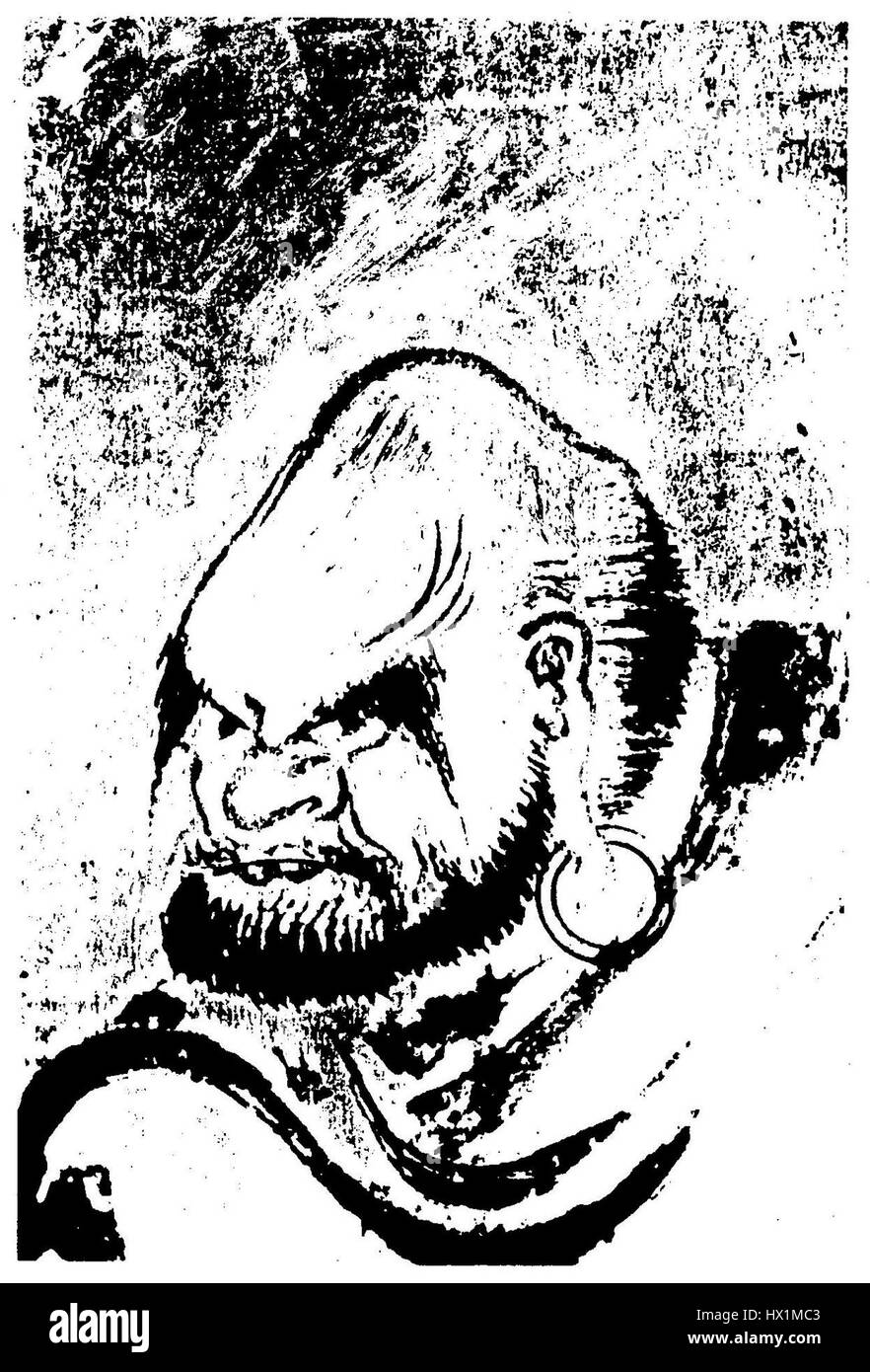 Questa opera d'arte presenta una raffigurazione di Daruma, il leggendario monaco buddista, creato da Miyamoto Musashi, noto per la sua maestria nell'arte e nell'arte dello spadaccino. Il pezzo riflette l'influenza di Musashi come artista e la sua esplorazione dei temi Zen nel suo lavoro, mescolando gli aspetti spirituali e marziali della sua vita. Foto Stock