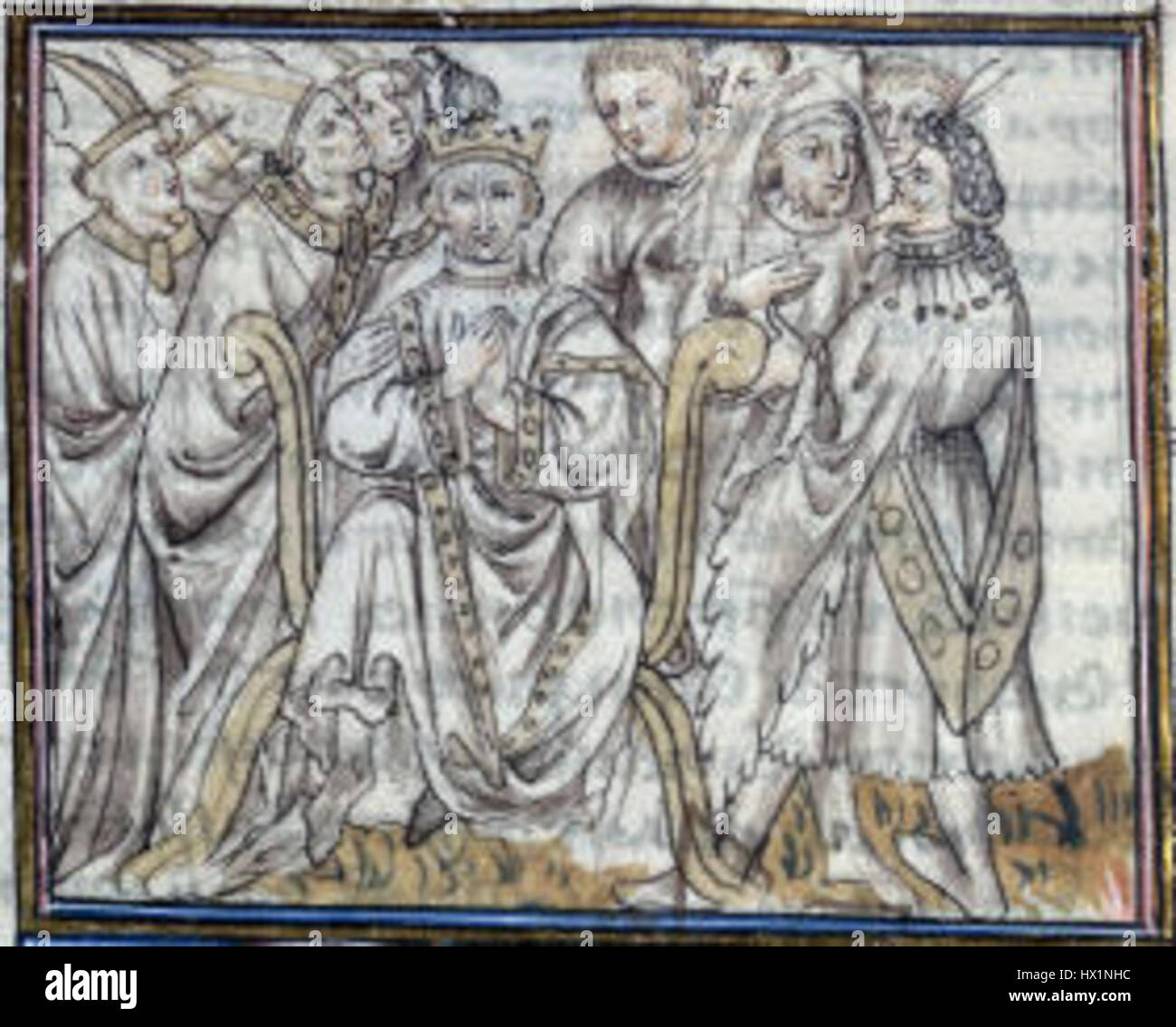 "FilipAugust korunovace" si riferisce all'incoronazione di re Filippo Augusto, un evento significativo nella storia medievale francese. L'evento segnò la sua ascesa ufficiale al trono, simboleggiando il consolidamento del potere in Francia durante la fine del XII secolo. Foto Stock