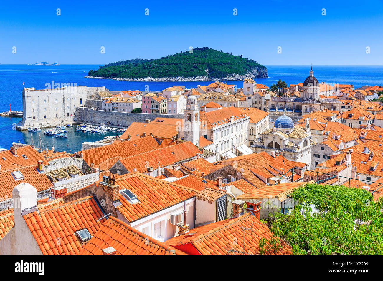 Dubrovnik, Croazia. I tetti della città vecchia. Foto Stock