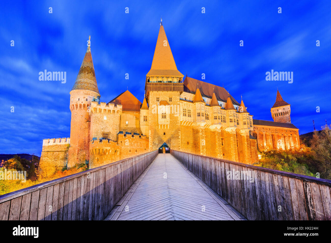 Castello Hunyad. Corvin il castello di Hunedoara, Romania. Foto Stock
