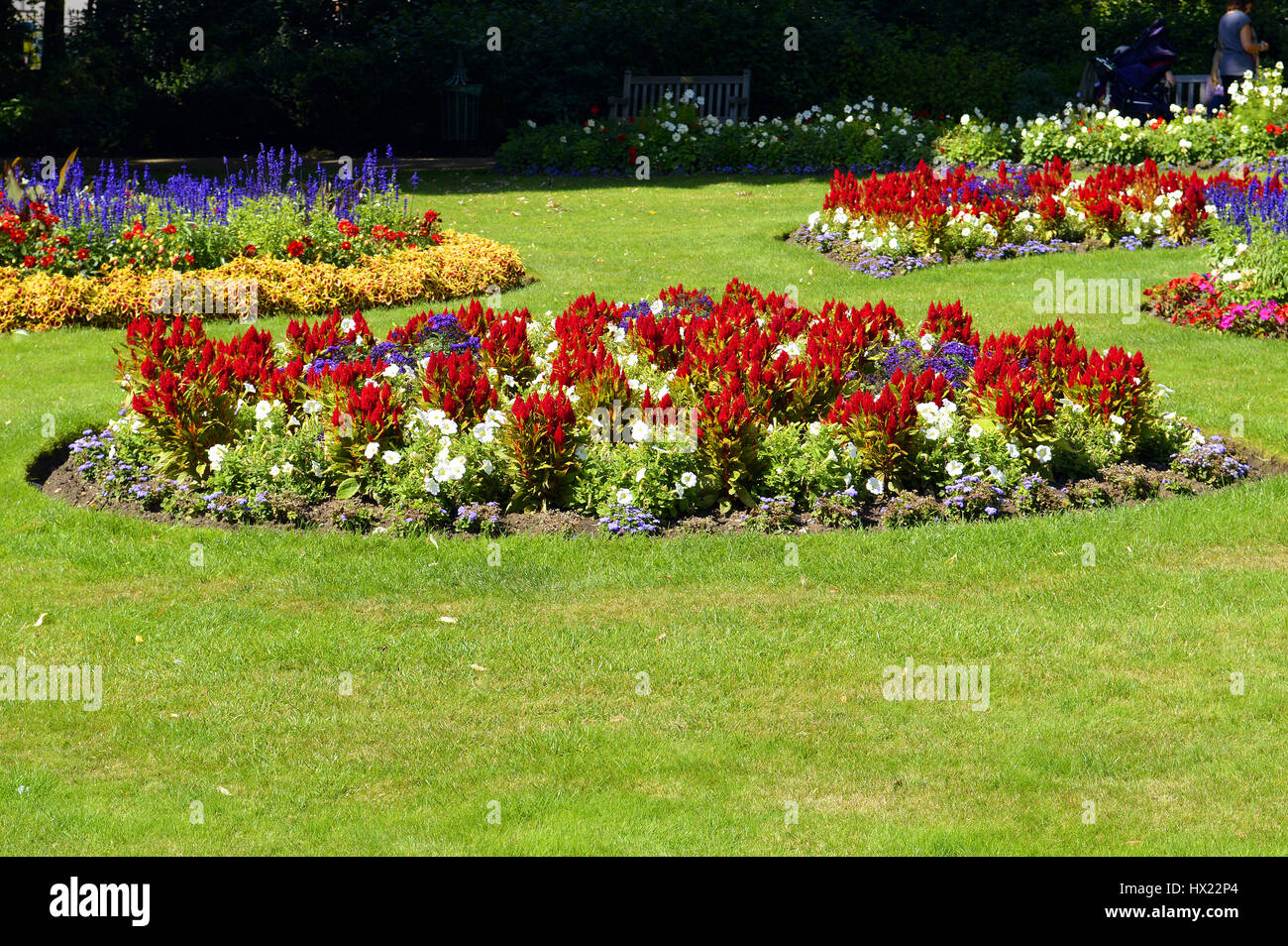 Letti di fiori in giardini Jephson Leamington Spa Warwickshire Foto Stock