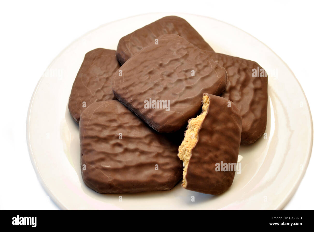 Ricoperta di cioccolato i cookie Foto Stock