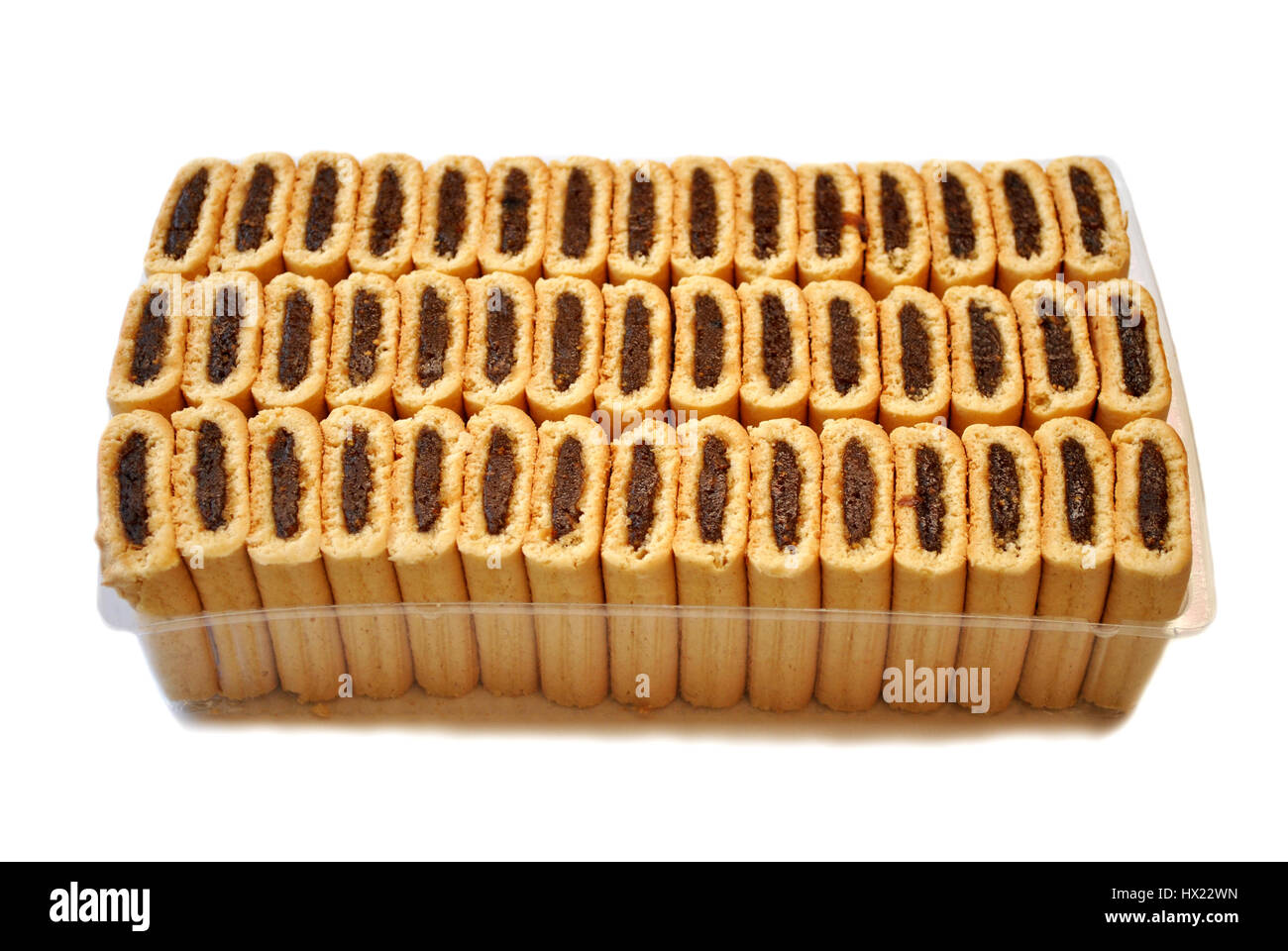 Confezionato Fig cookie su bianco Foto Stock