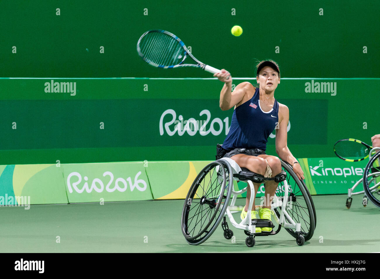 Tennis su sedia a rotelle durante il concorso Rio 2016 Giochi Paralimpici  Foto stock - Alamy
