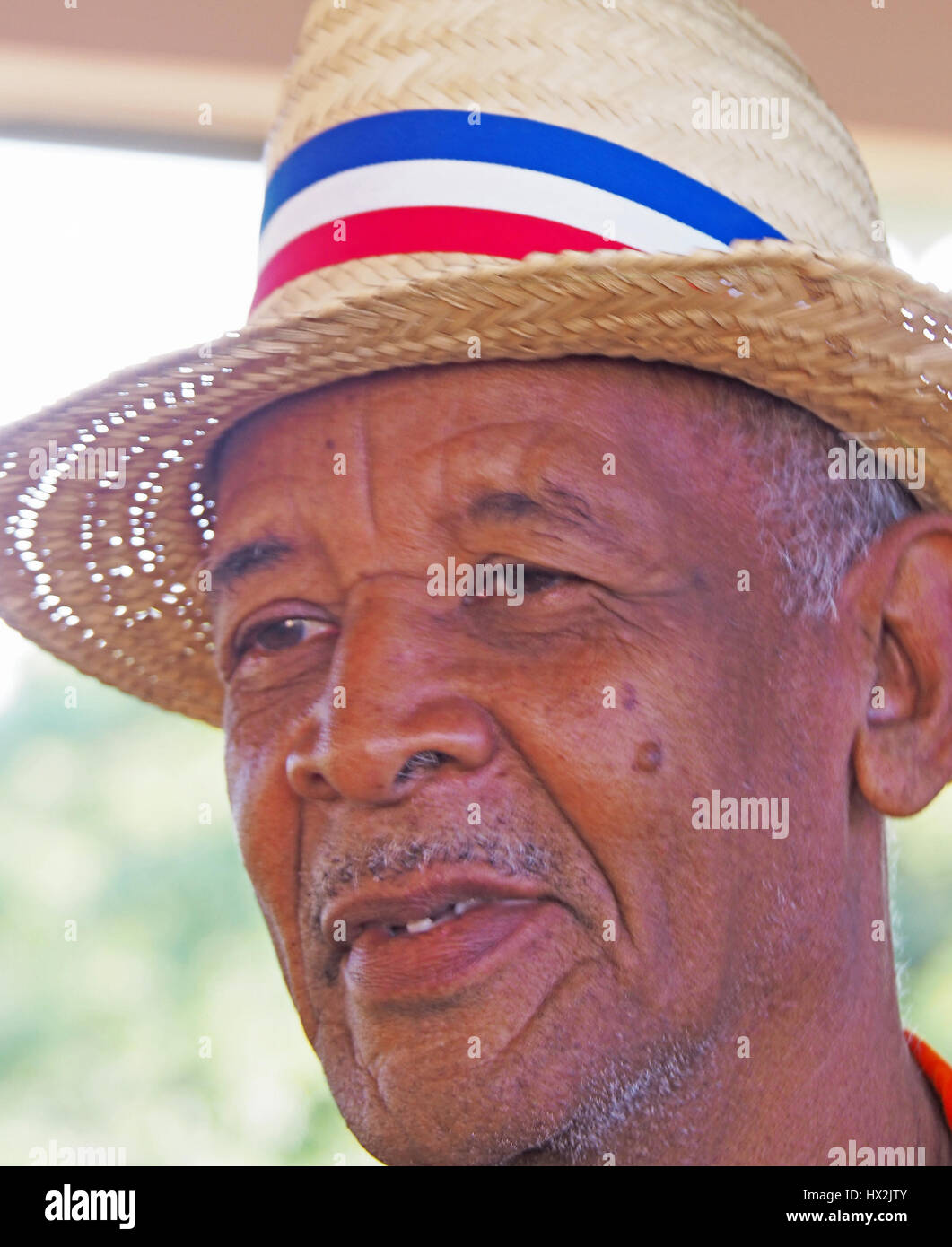 Repubblica Dominicana ritratto di uomo anziano in Puerto Plata. Foto Stock