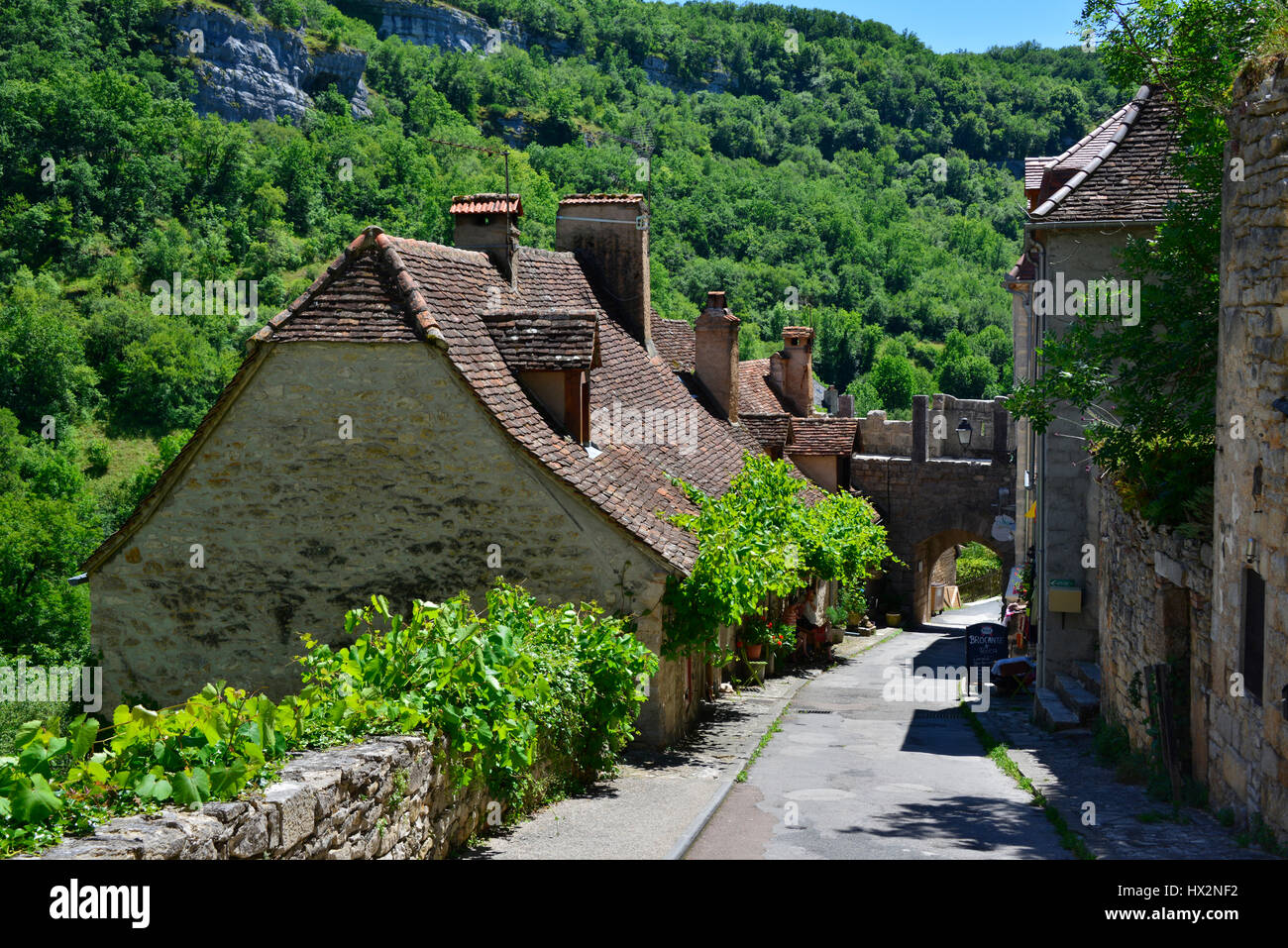 Via medievale e case i Rocamadour, il lotto regione, Francia Foto Stock