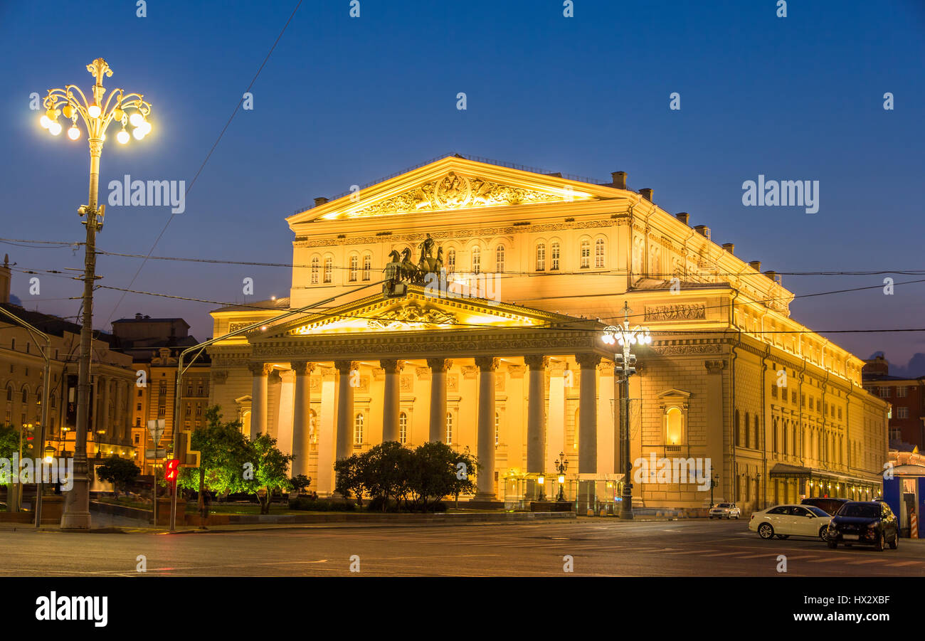 Teatro Bolshoi di Mosca di notte - Russia Foto Stock