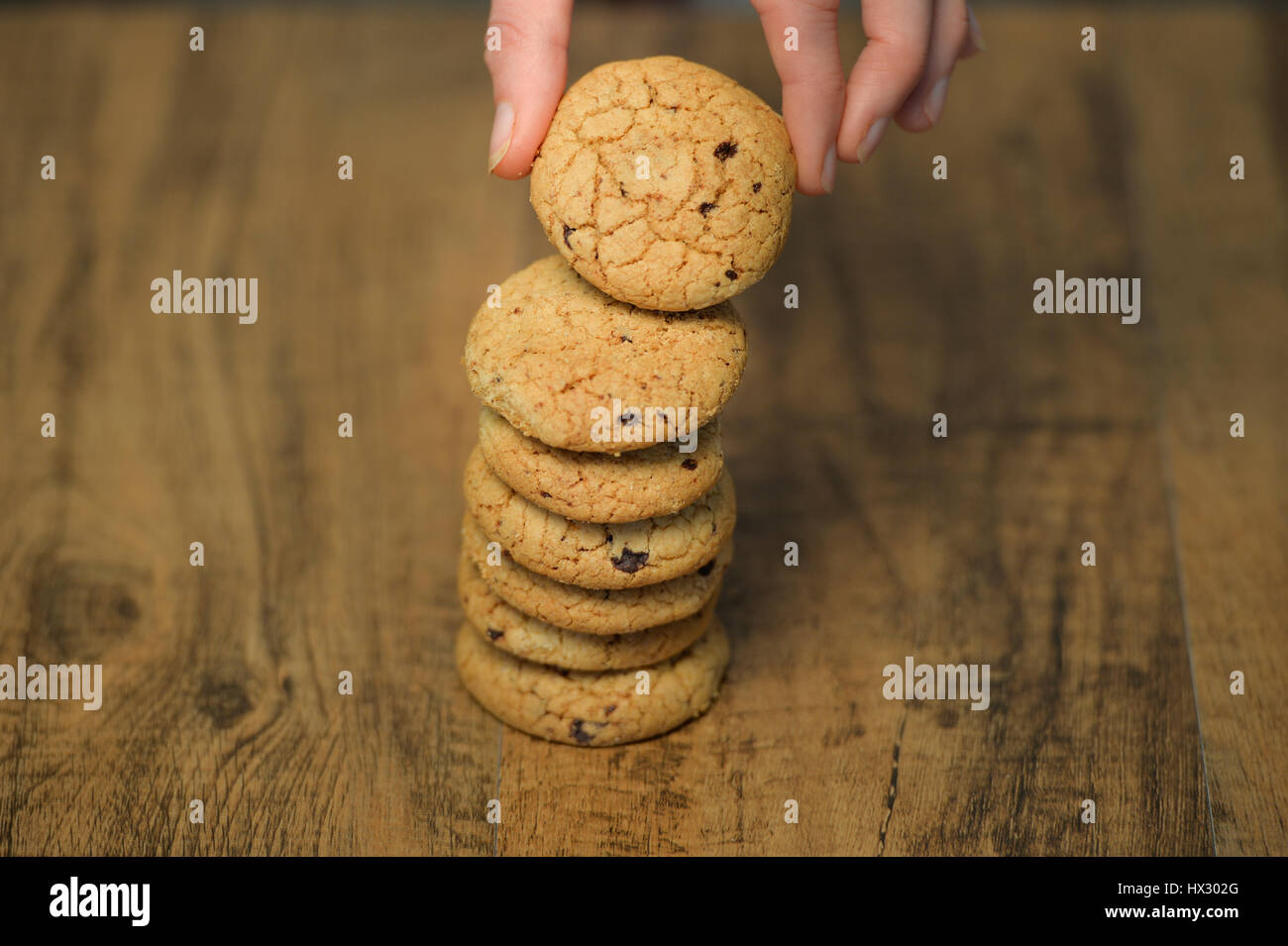 Pila di biscotti fatti in casa Foto Stock