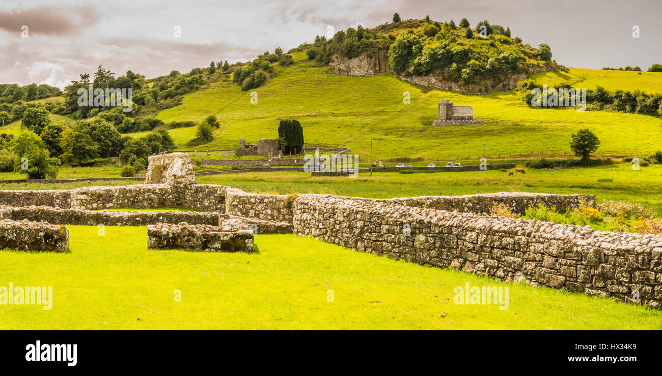 Antiche rovine monastiche di Fore Abbey nella contea Westmeath, Irlanda Foto Stock