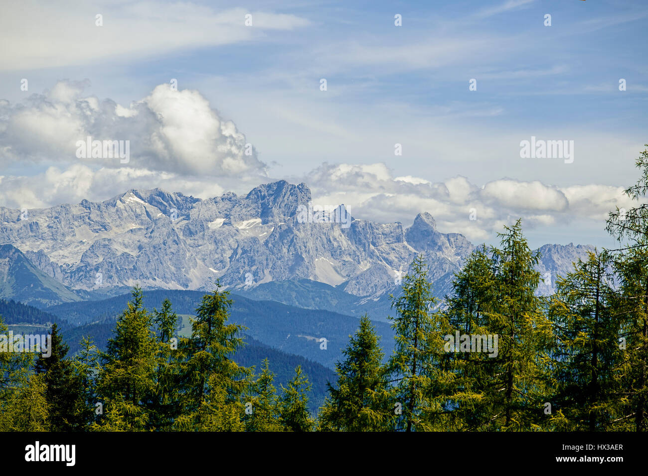 Alpi e il paesaggio alpino in Muehlbach am Hochkoenig in estate Austria Europa Foto Stock