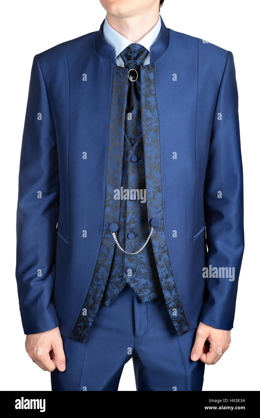Uomo Blu abito da sposa o abiti da sera, tessuto jacquard, isolati su  sfondo bianco Foto stock - Alamy