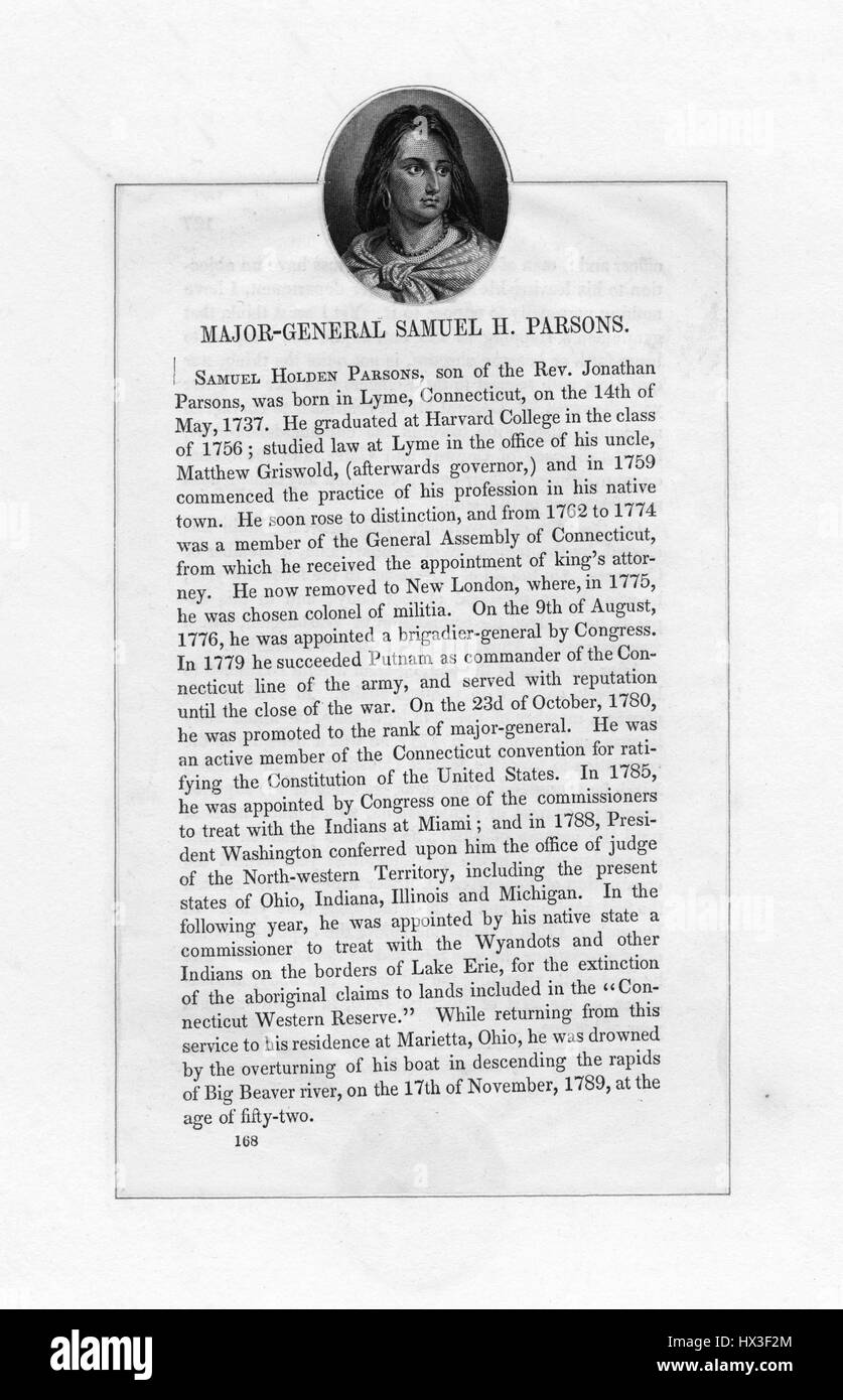 Il passaggio su Samuel H Parsons, generale nell'esercito continentale durante la guerra rivoluzionaria, 1850. Dalla Biblioteca Pubblica di New York. Foto Stock