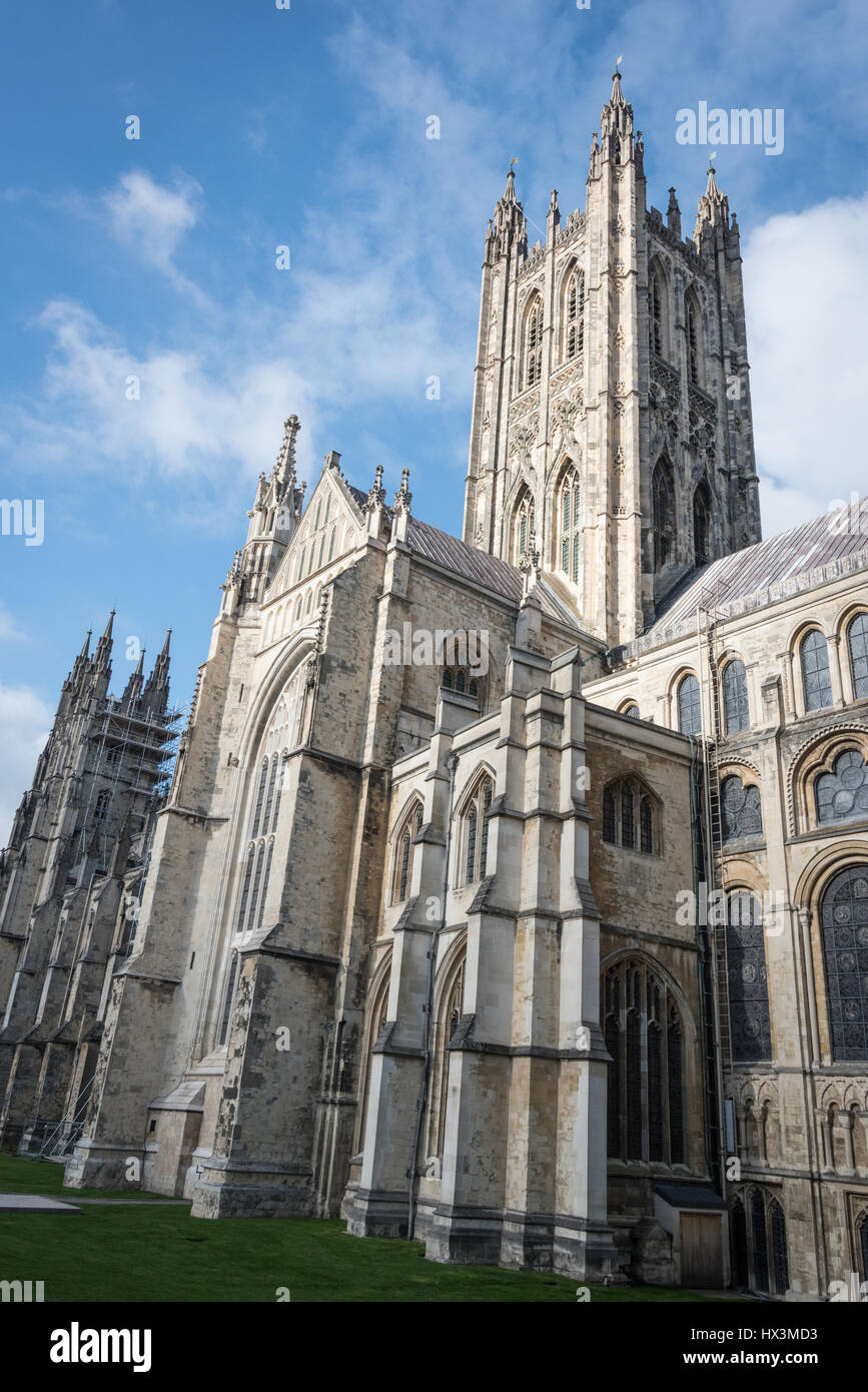 Vista esterna della cattedrale di Canterbury Foto Stock