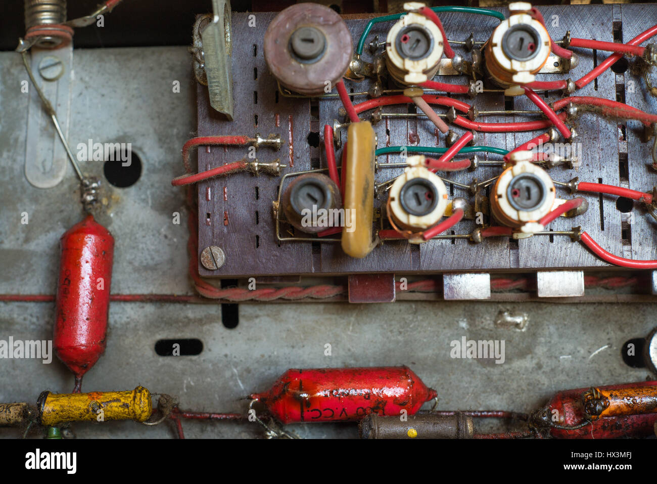 Close-up di un obsoleto il circuito elettrico Foto Stock