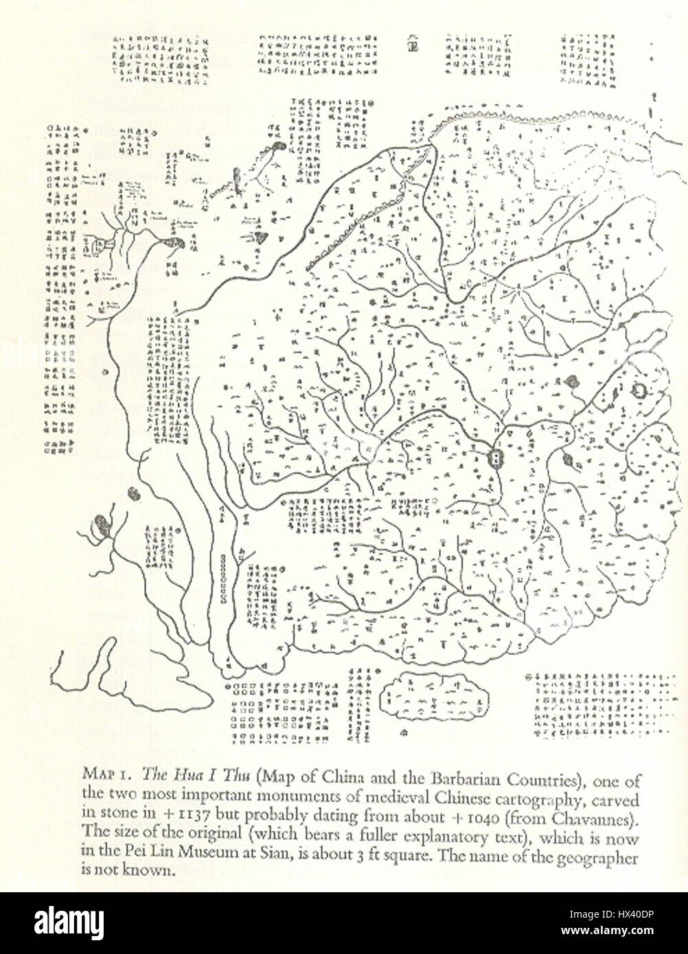 Hua ho Thu, mappa della Cina e il contiguo paesi barbari Foto Stock