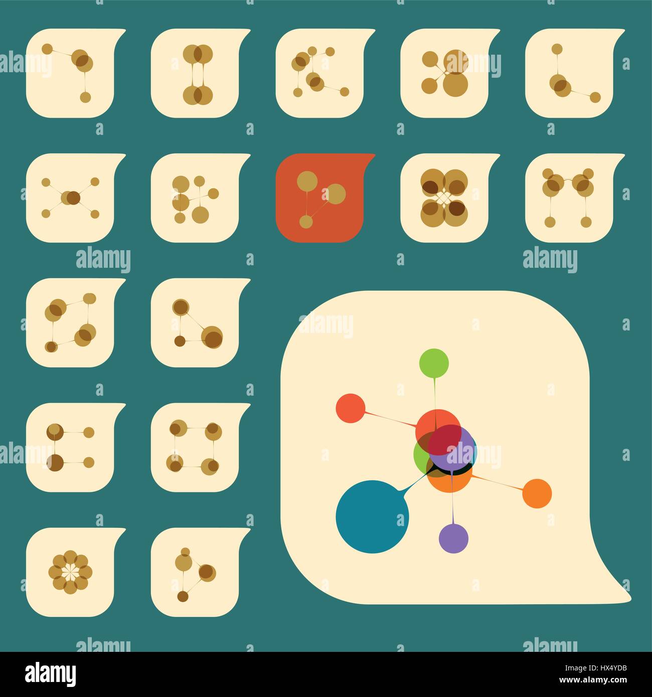 Set di vettore di DNA e di rete icona astratta Illustrazione Vettoriale