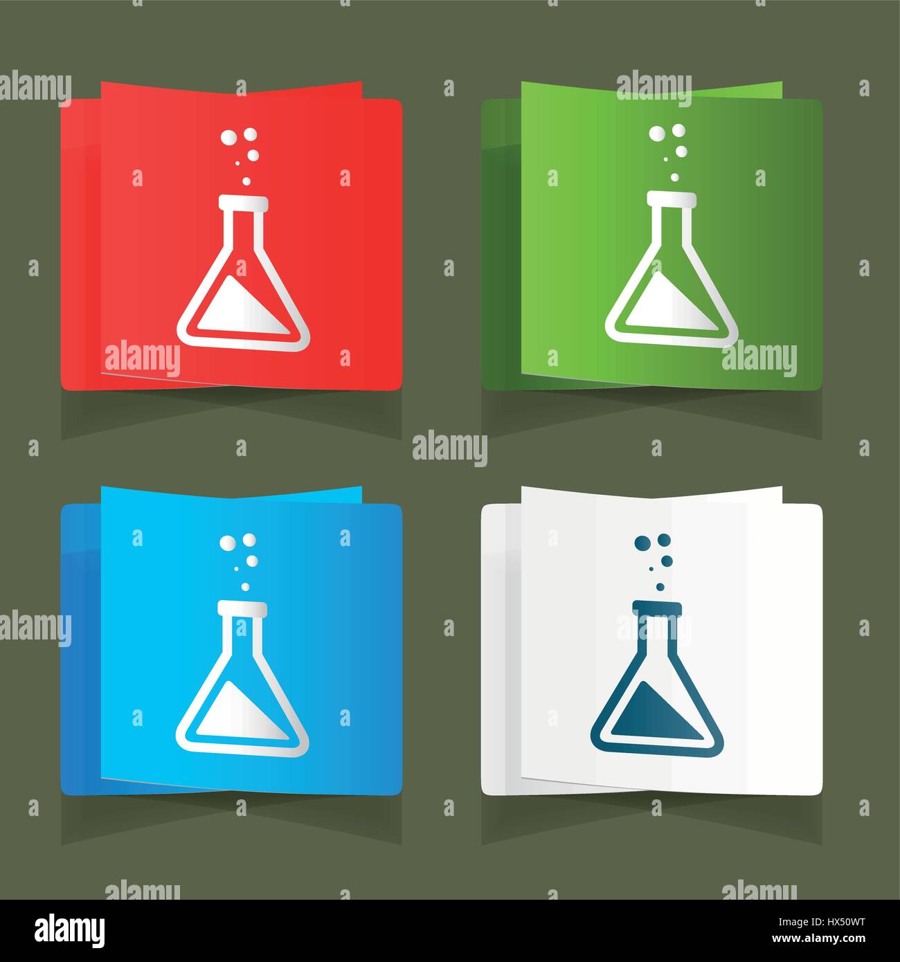 Le icone di set di esperimenti di chimica sfondo blu eps Illustrazione Vettoriale