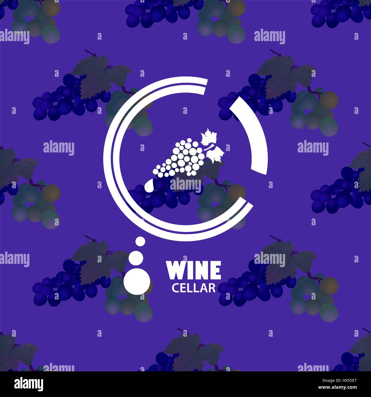 Il logo del vino sulla texture.La consistenza dell'immagine grappoli di uva.Il logo è costituito da un grappolo di uva in un cerchio Illustrazione Vettoriale