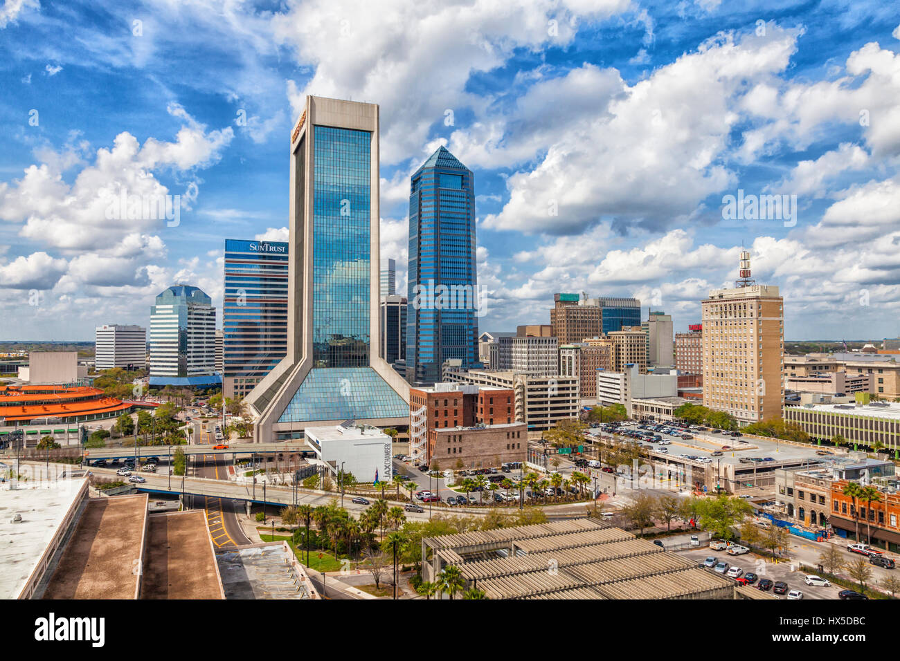 I moderni grattacieli in Downtown Jacksonville, Florida. Foto Stock