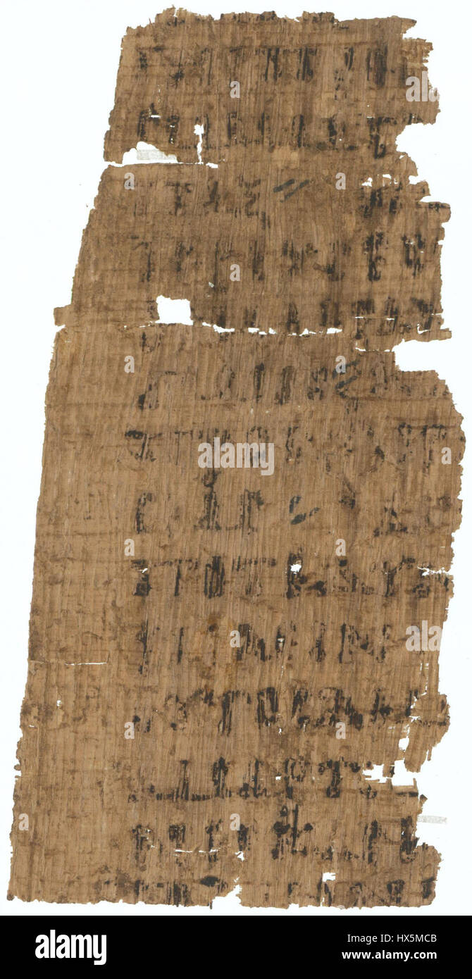 Il papiro 79 Staatliche Museen zu Berlin inv. 6774 L'epistola agli Ebrei 10,10 12,28 30 verso Foto Stock