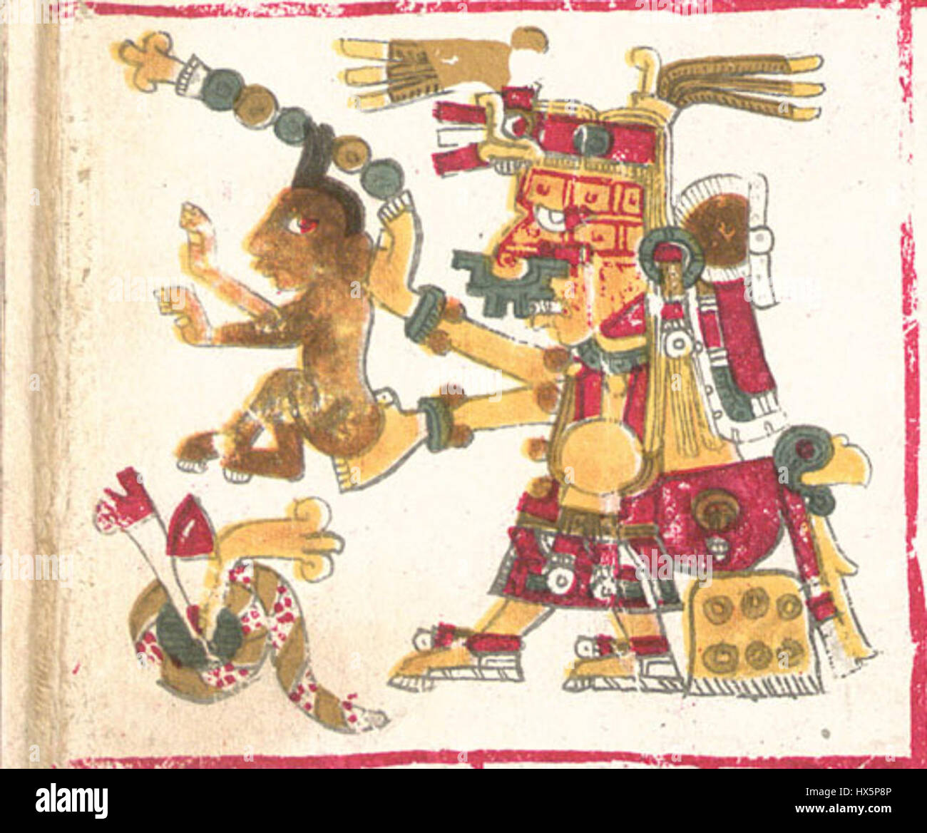 Xochiquétzal è la dea azteca della bellezza, dell'amore e della fertilità, spesso raffigurata nell'arte e nella mitologia azteca. Simboleggia gli ideali della femminilità, della sensualità e della maternità all'interno della cultura e della religione azteca. Foto Stock