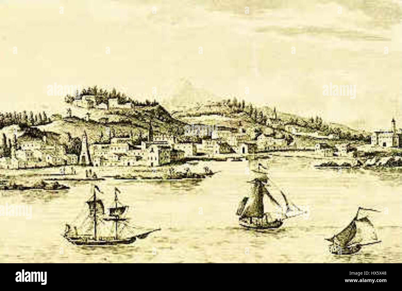 Mappa Antico porto di Argostoli Foto Stock