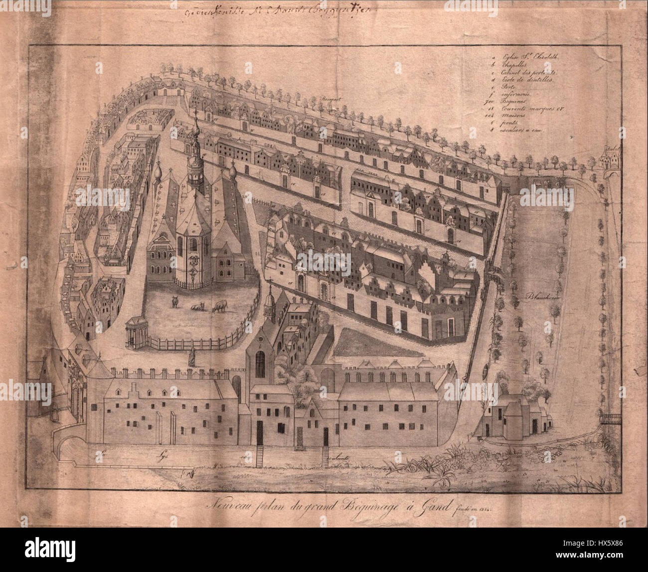 Mappa vecchia di Sint Elisabethbegijnhof Foto Stock