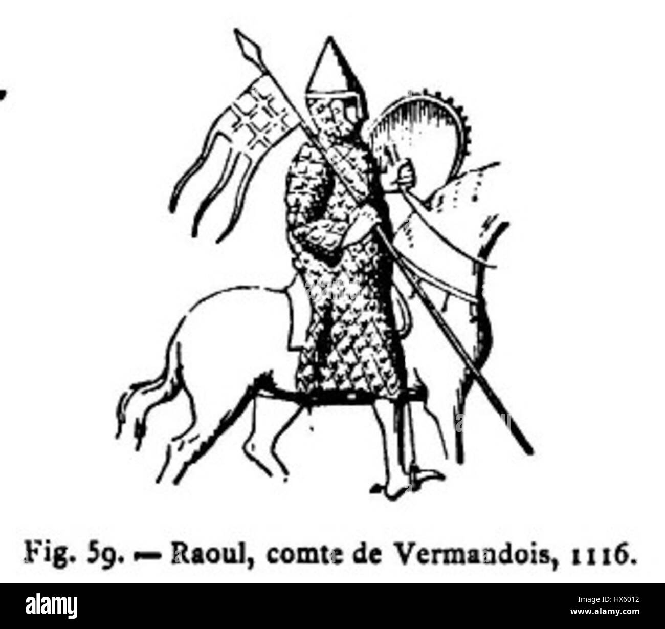 Ralph i di Vermandois fu un nobile francese medievale e conte di Vermandois. Conosciuto per la sua partecipazione alla prima crociata, ha svolto un ruolo significativo nella storia militare europea e nelle crociate durante l'XI secolo. Foto Stock